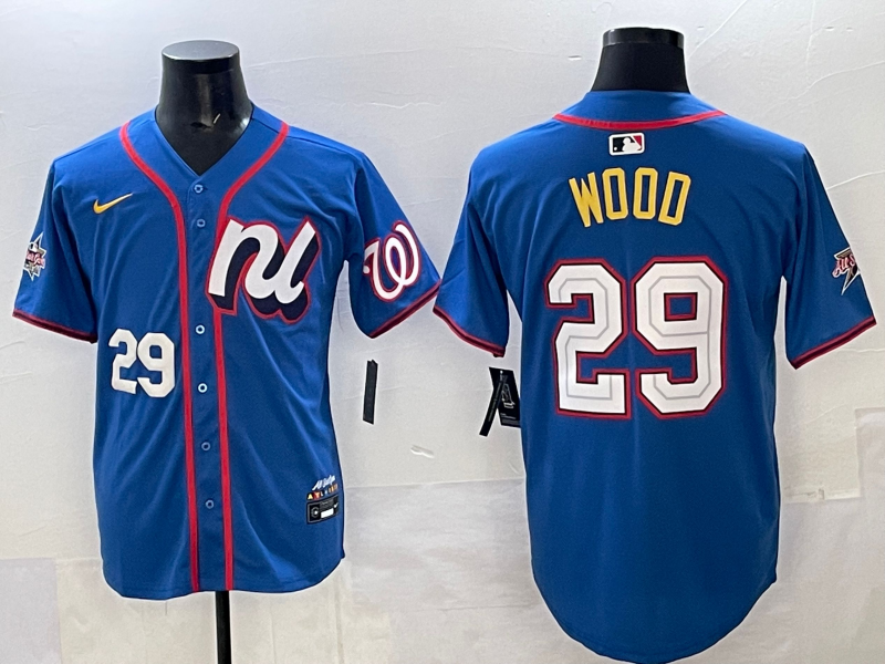 Men 2025 Washington Nationals #29 Wood blue Nike jersey style 45->toronto blue jays->MLB Jersey